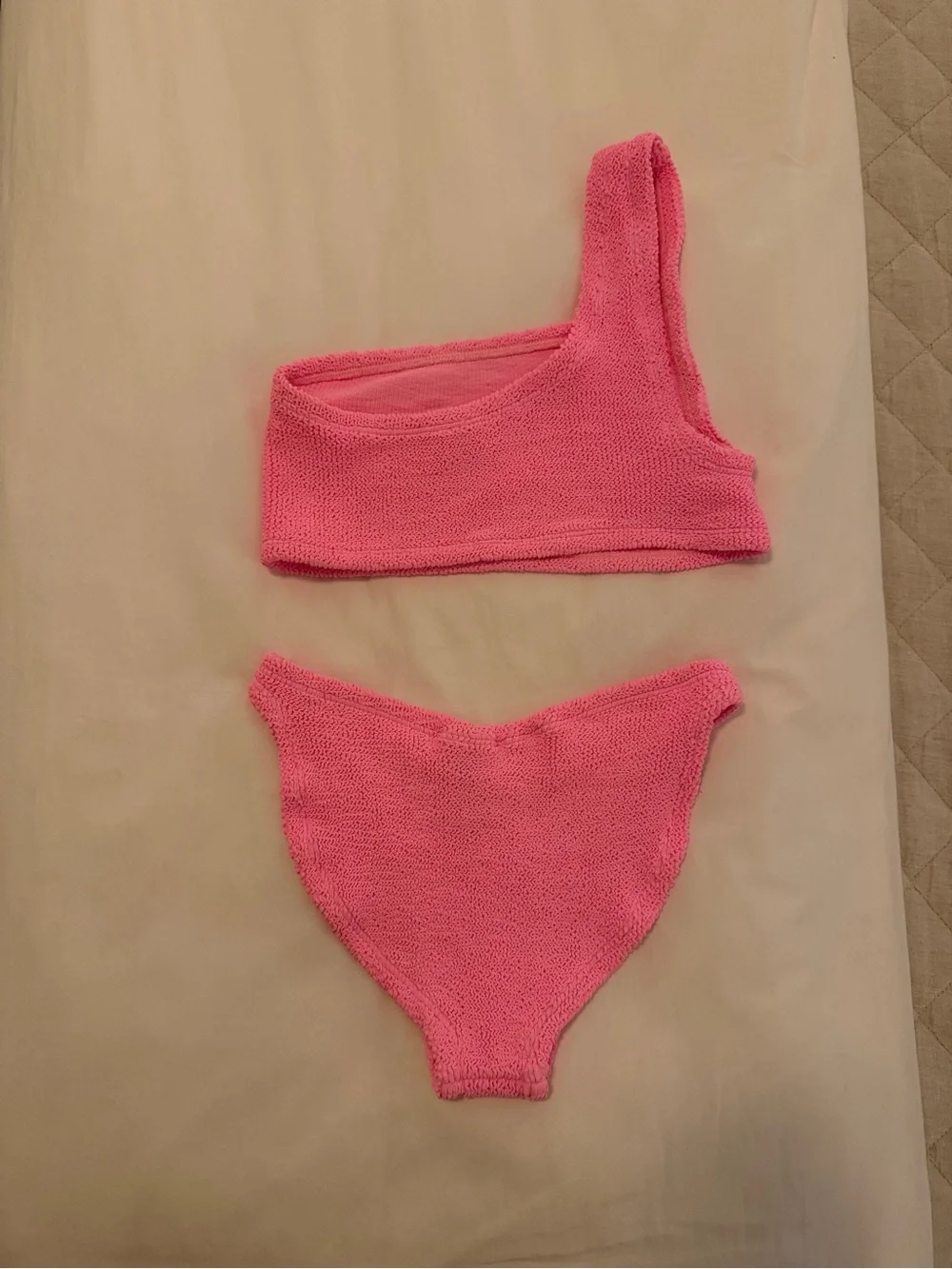 Hunza G Bubblegum Pink One-Shoulder Bikini Set